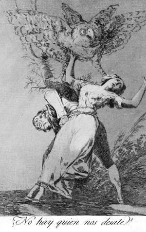 Goya - Caprichos - Plate 75: Can't Anyone Untie Us?