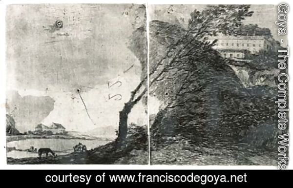 Goya - Landscape with Buildings and Trees