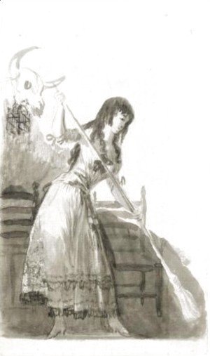 A Young Woman Sweeping In A Tavern