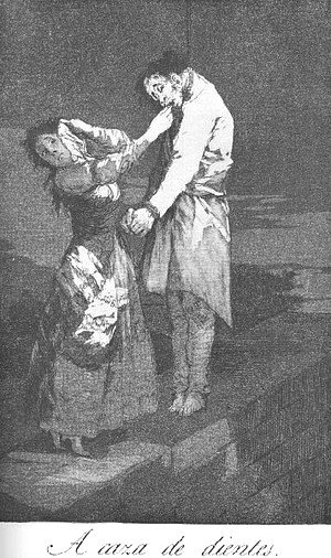 Goya - Caprichos  Plate 12  Out Hunting For Teeth
