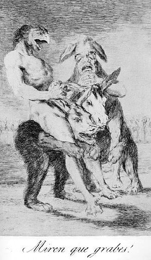 Goya - Caprichos  Plate 63  Look How Solemn They Are