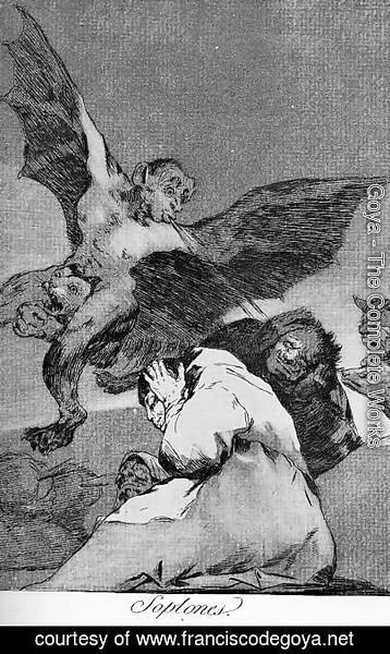 Goya - Caprichos - Plate 48: Tale-Bearers: Blasts of Wind