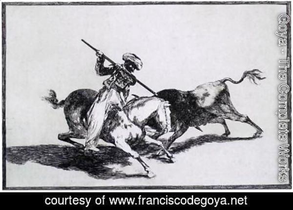 Goya - The Morisco Gazul is the First to Fight Bulls with a Lance