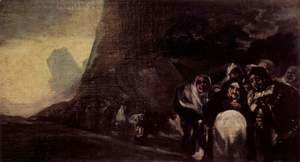 Goya - Series of 'pinturas negras' scene pilgrimage Espanol de las pinturas negras series. Procesion del Santo Oficio