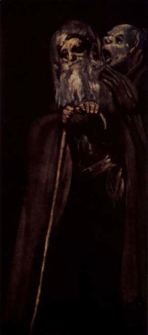 Goya - Series of 'pinturas negras', Scene Two Old Series Espanol de las pinturas negras. Dos Monjes