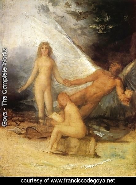 Goya - Sketch for Truth Rescued by Time, Witnessed by History